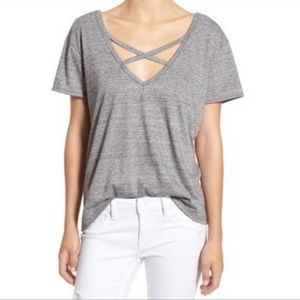 ✨5 FOR $25✨ Socialite Gray Cross Front v neck t shirt